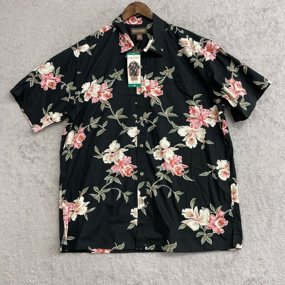 Cooke Street Other - Cooke Street Men's XL Hawaiian Shirt Black Floral 100% Cotton N0709